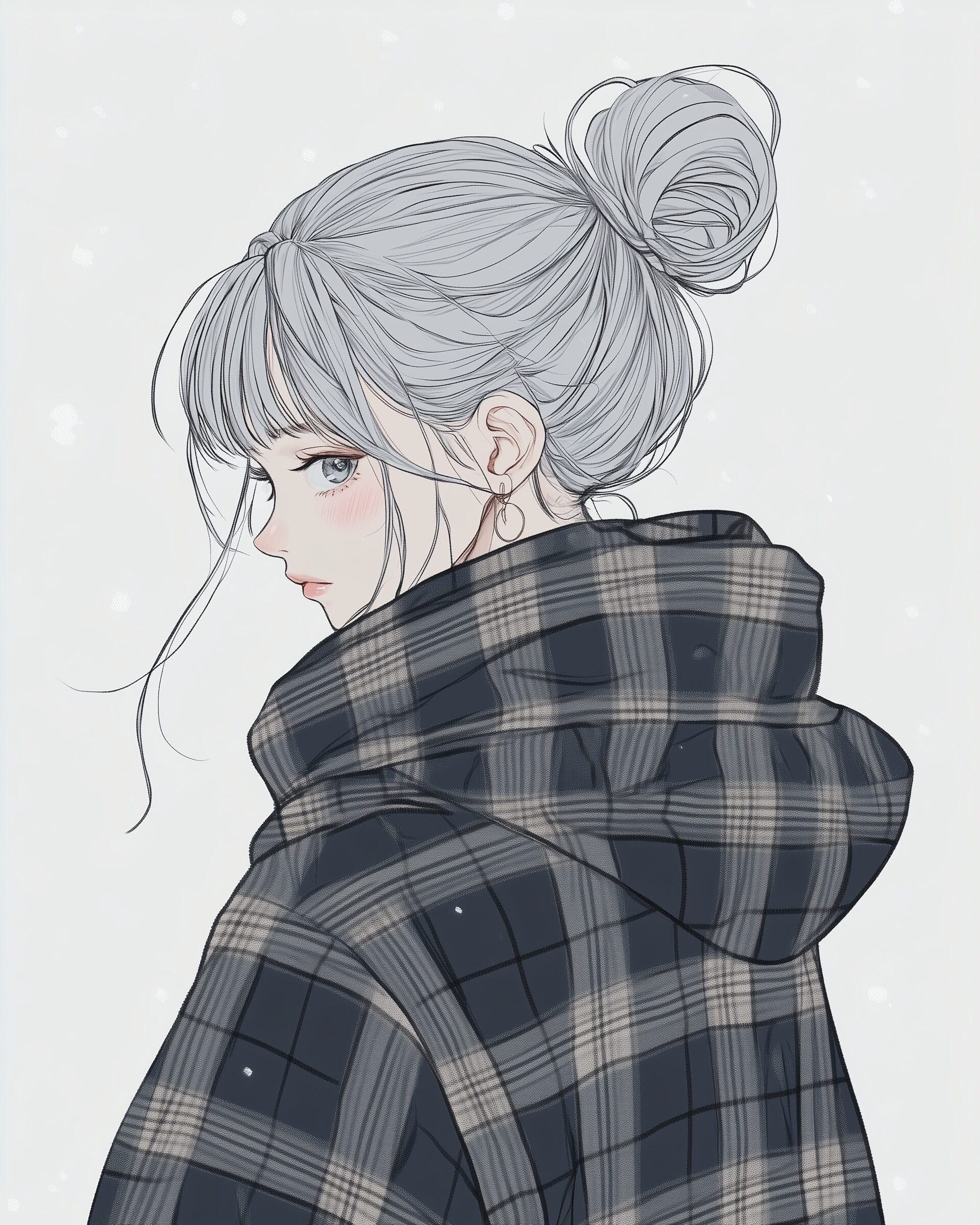 銀髪お団子ヘア女子０