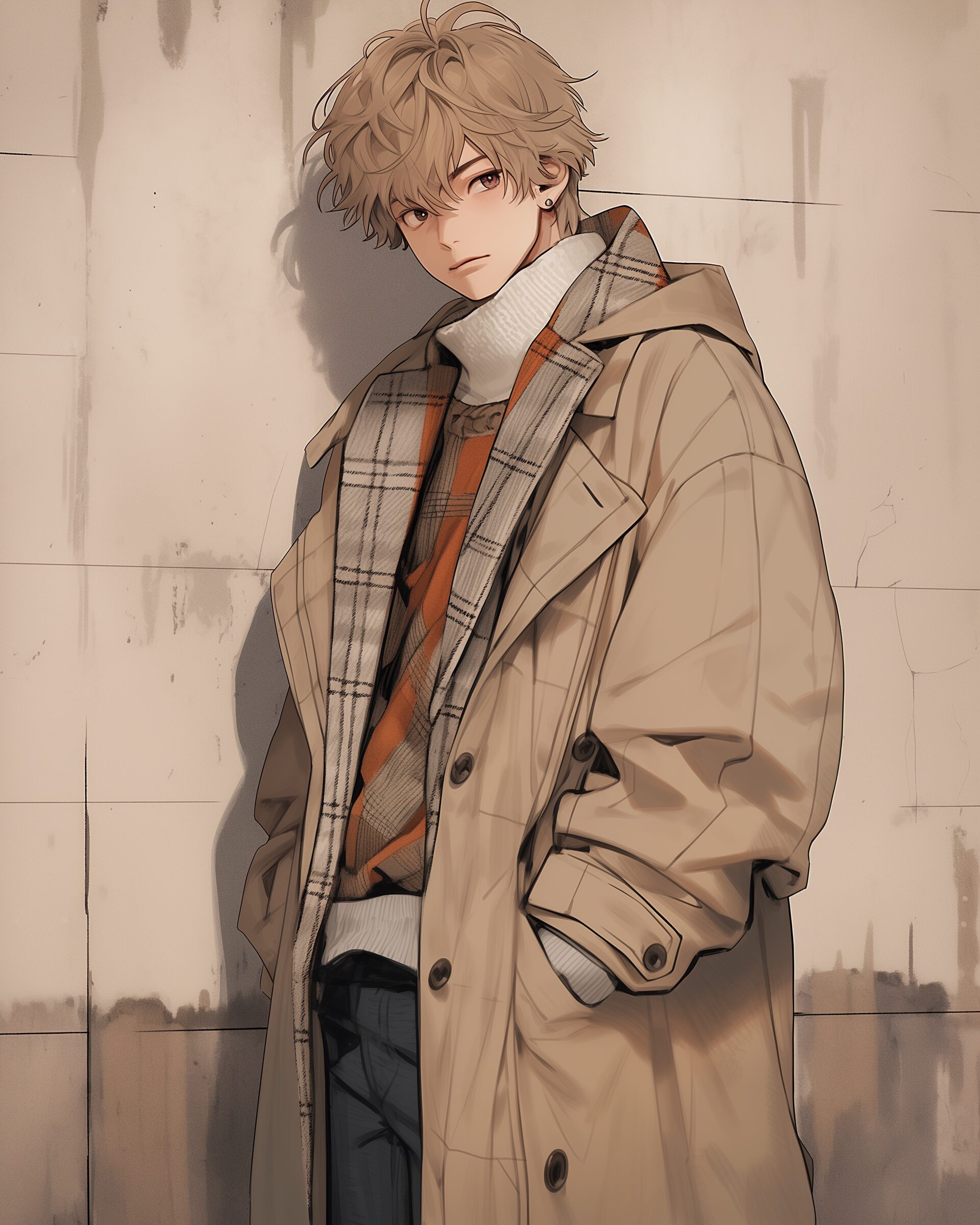 コートを着た男性0