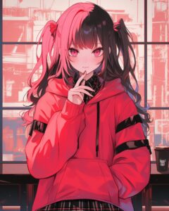 ピンクツインテール女子０