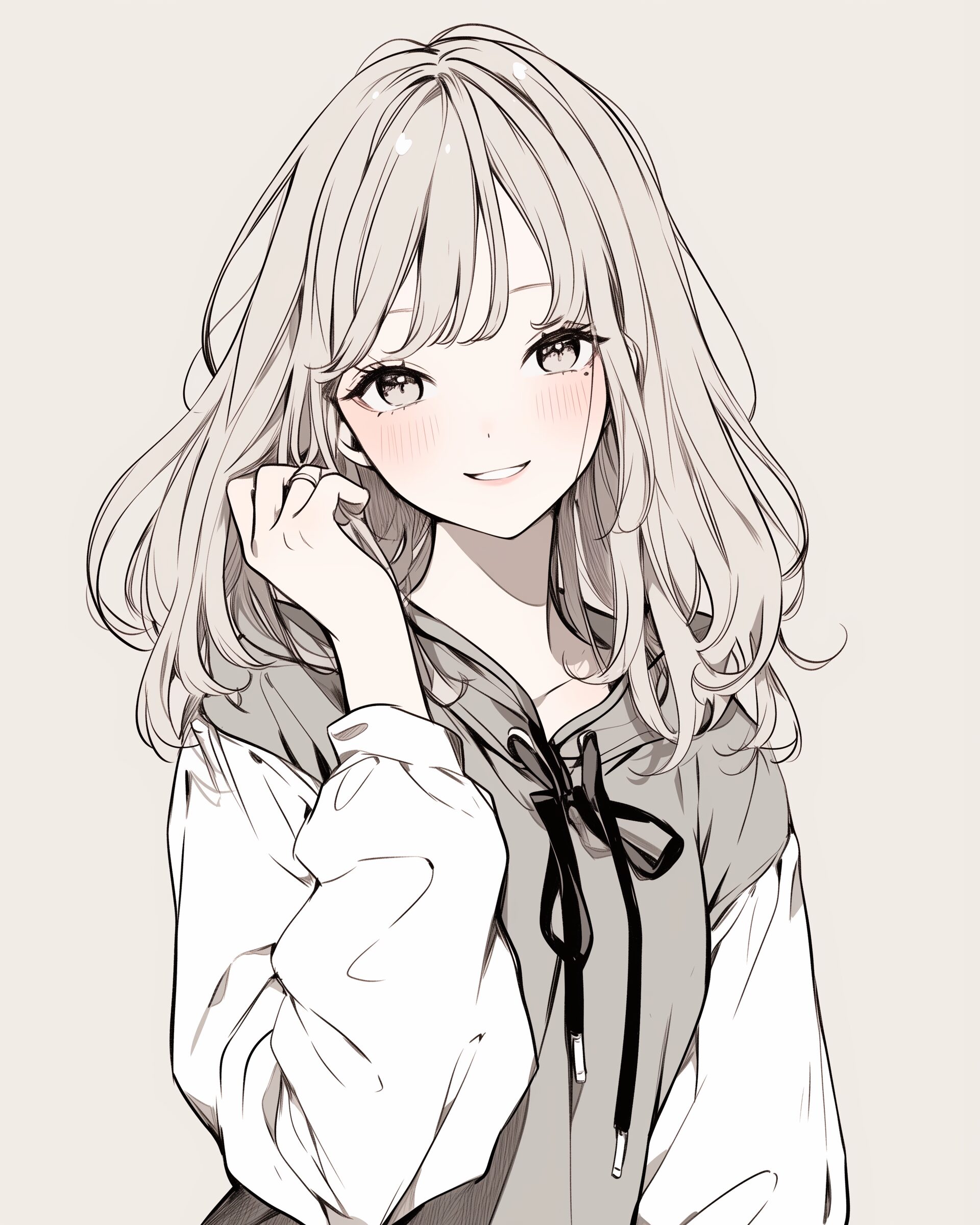 銀髪パーカー女子０
