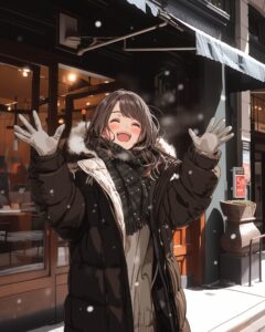 冬のダウンジャケット女子０