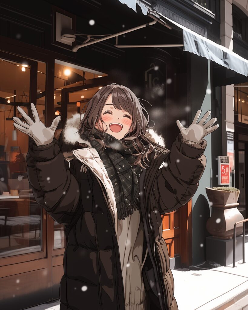 冬のダウンジャケット女子０
