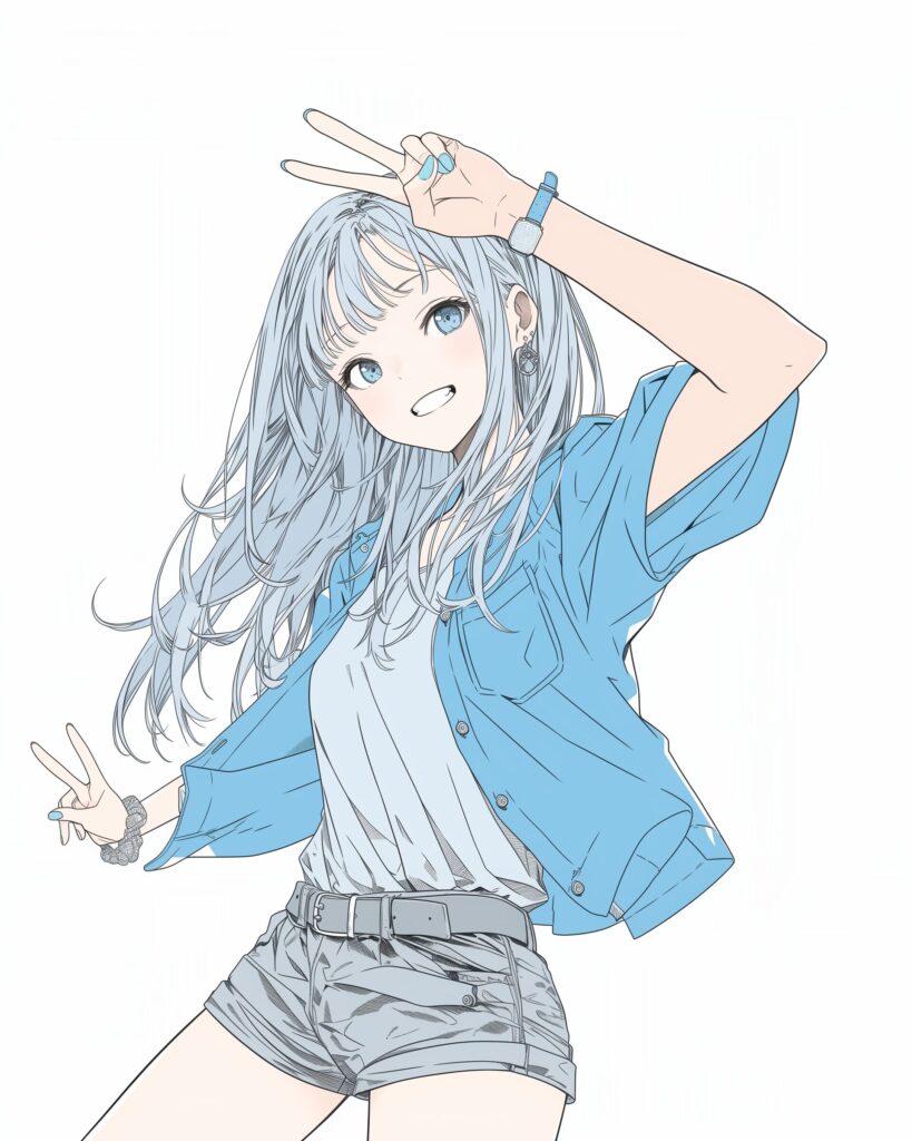 銀髪ピース女子０
