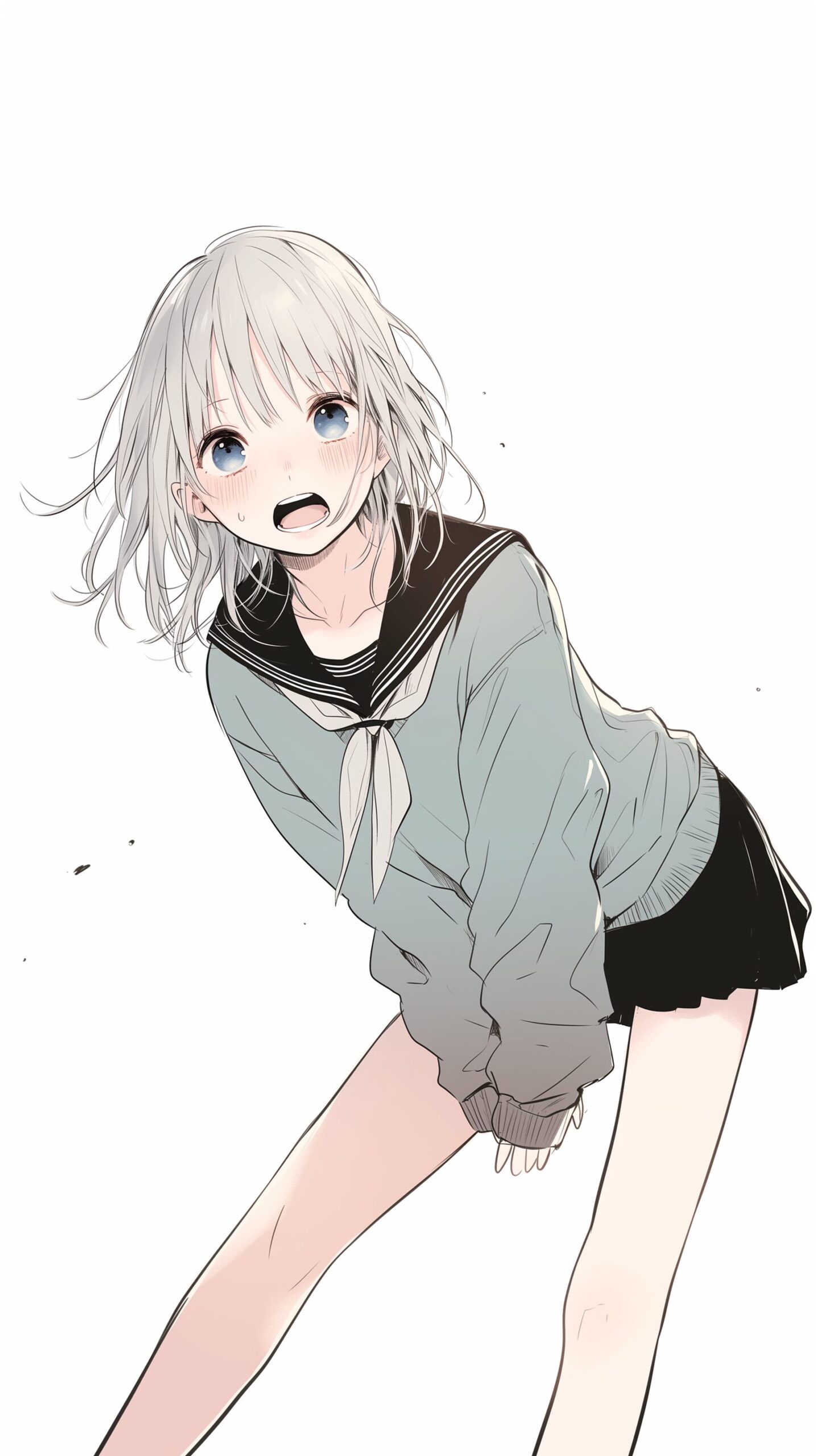 【壁紙】銀髪・喜怒哀楽女子01