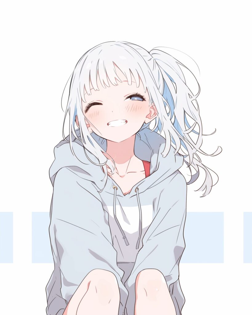 銀髪パーカー女子０