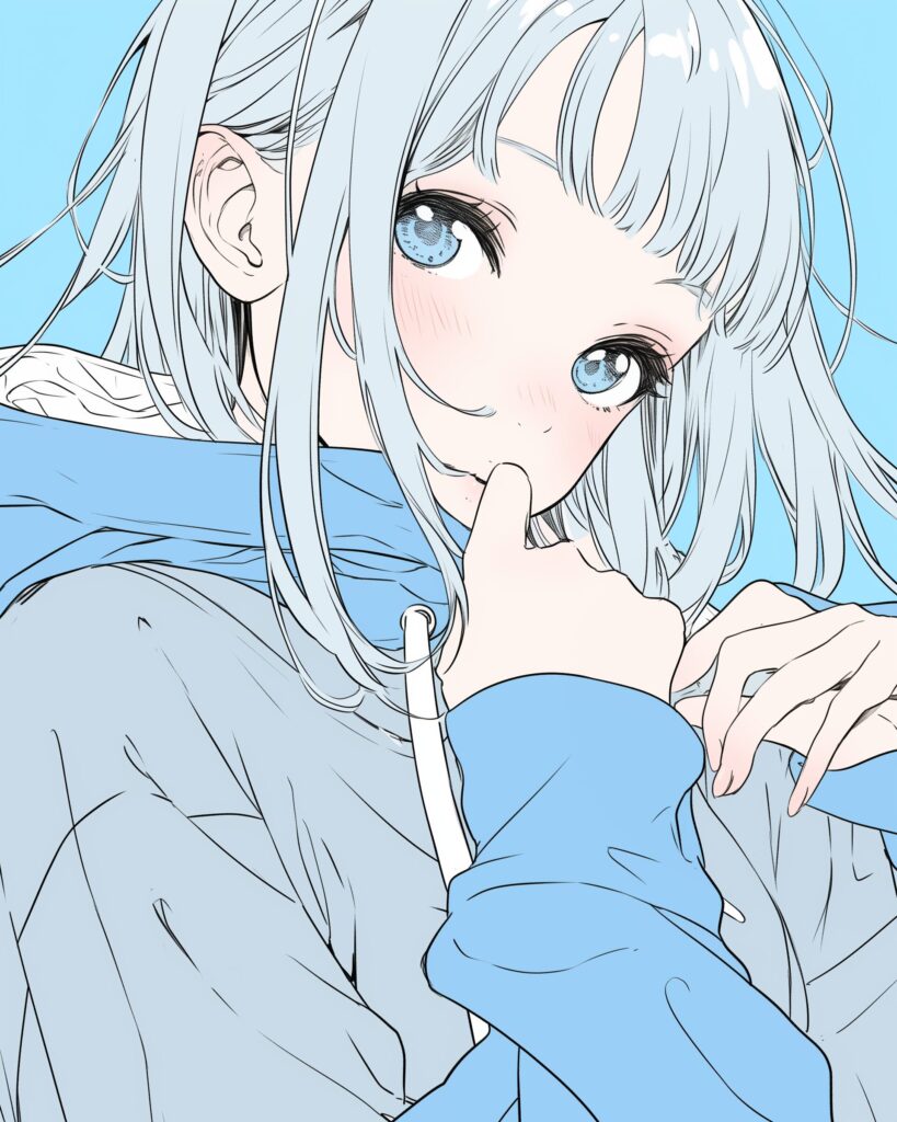 顔アップ銀髪女子０