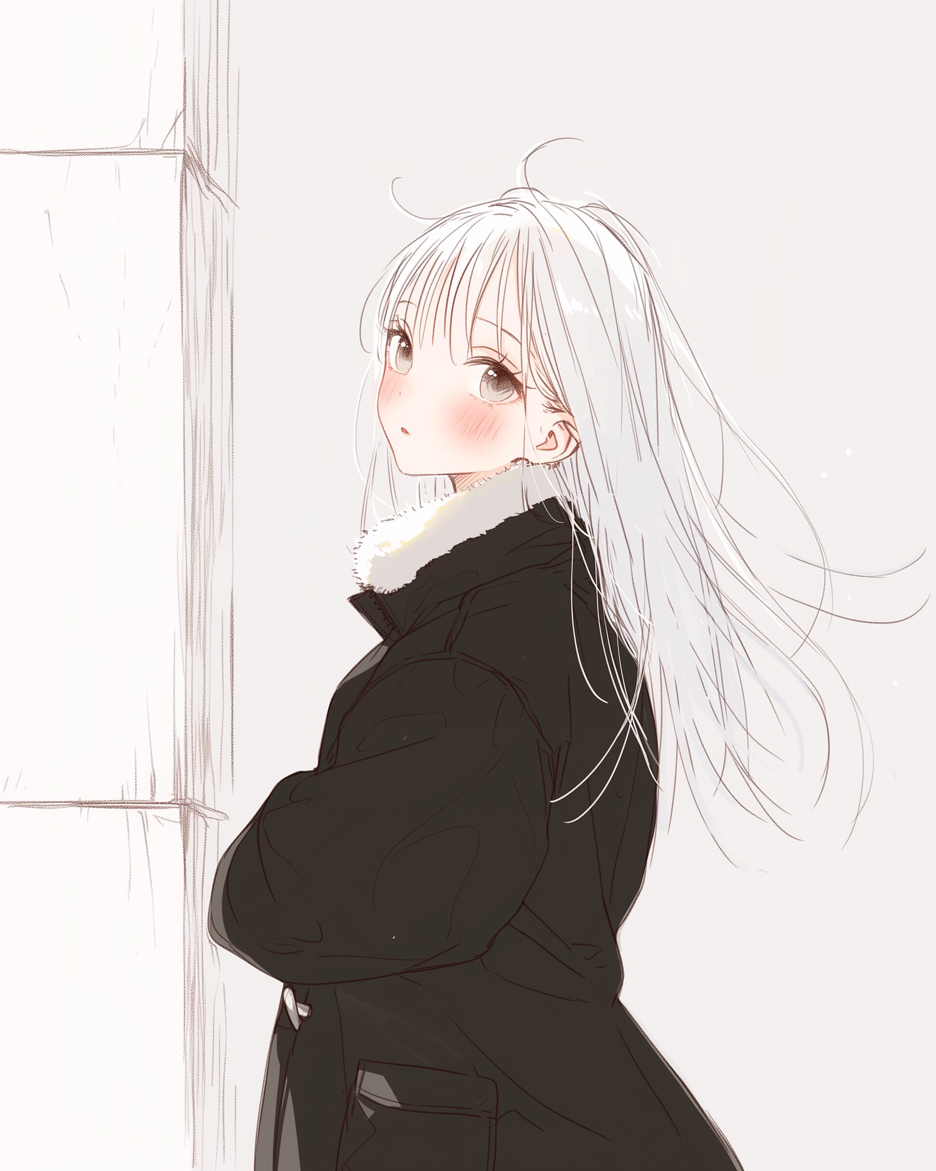 コートを着た女の子0