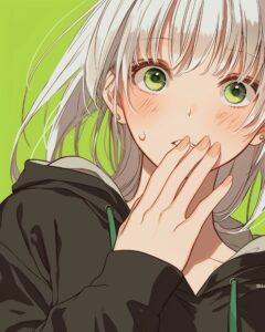 銀髪パーカー女子０