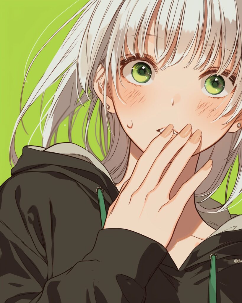 銀髪パーカー女子０