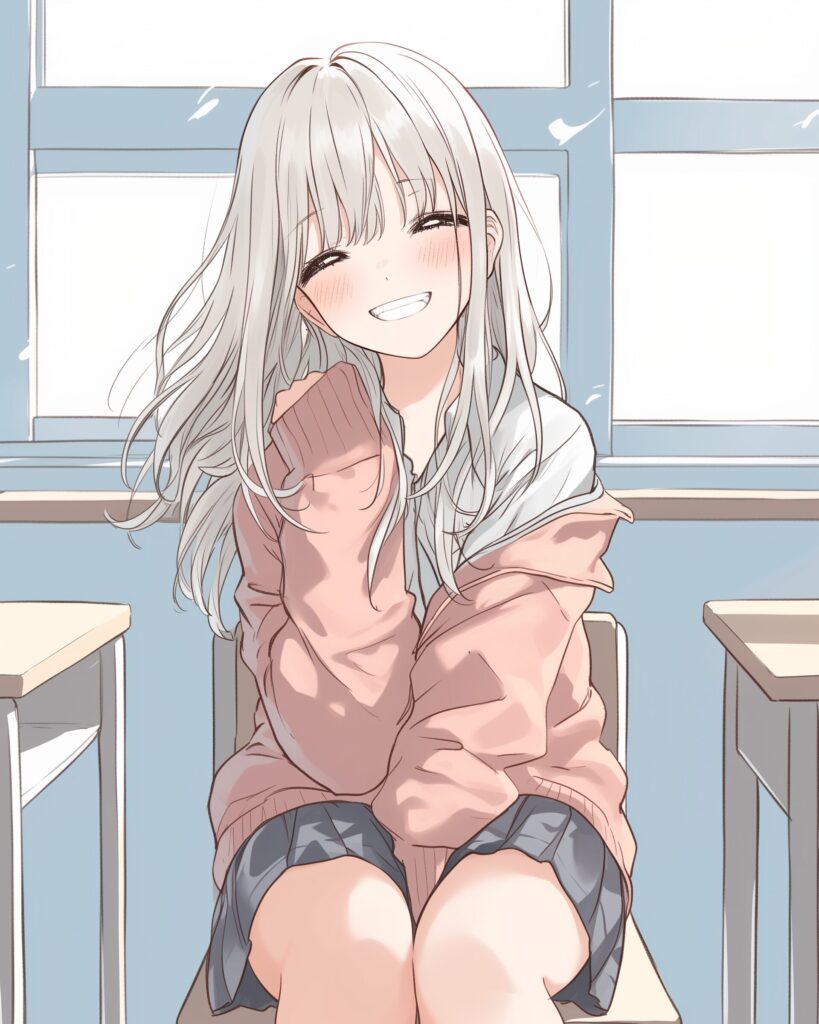 ピンクパーカー驚き女子０