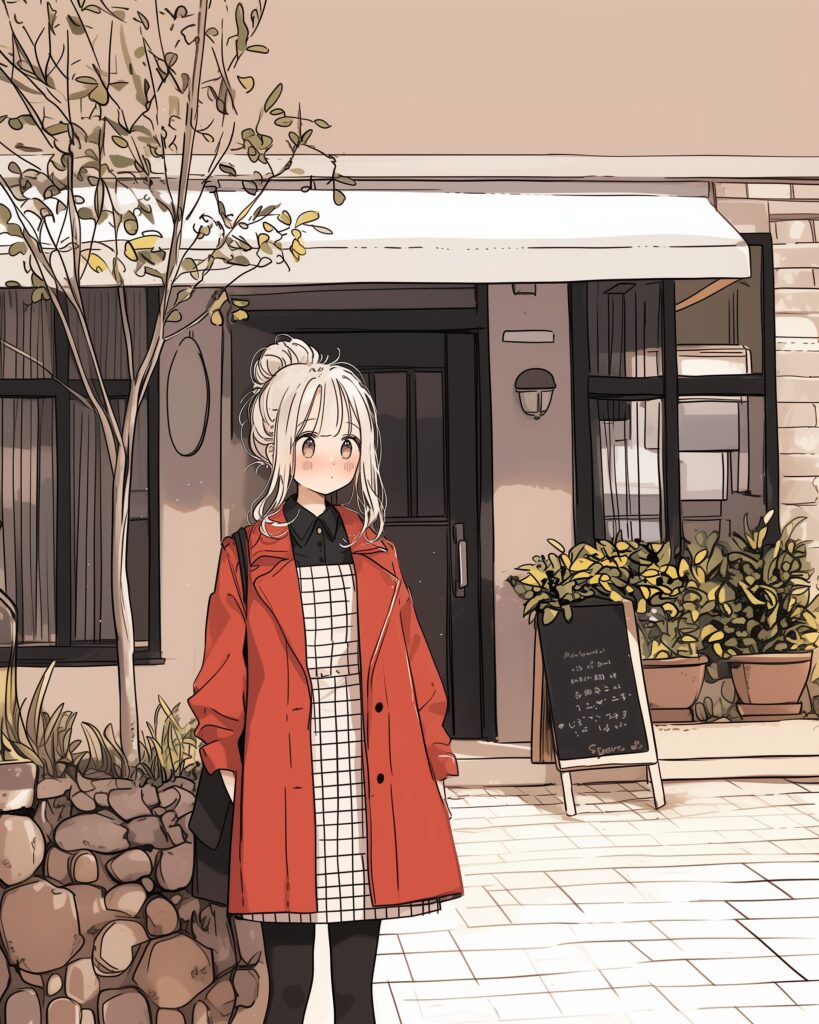 カフェで待ち合わせ女子０