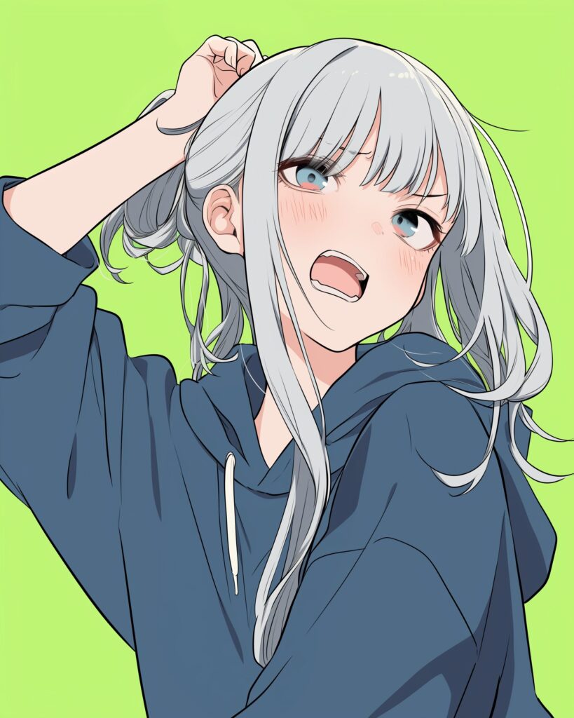 銀髪パーカー女子０