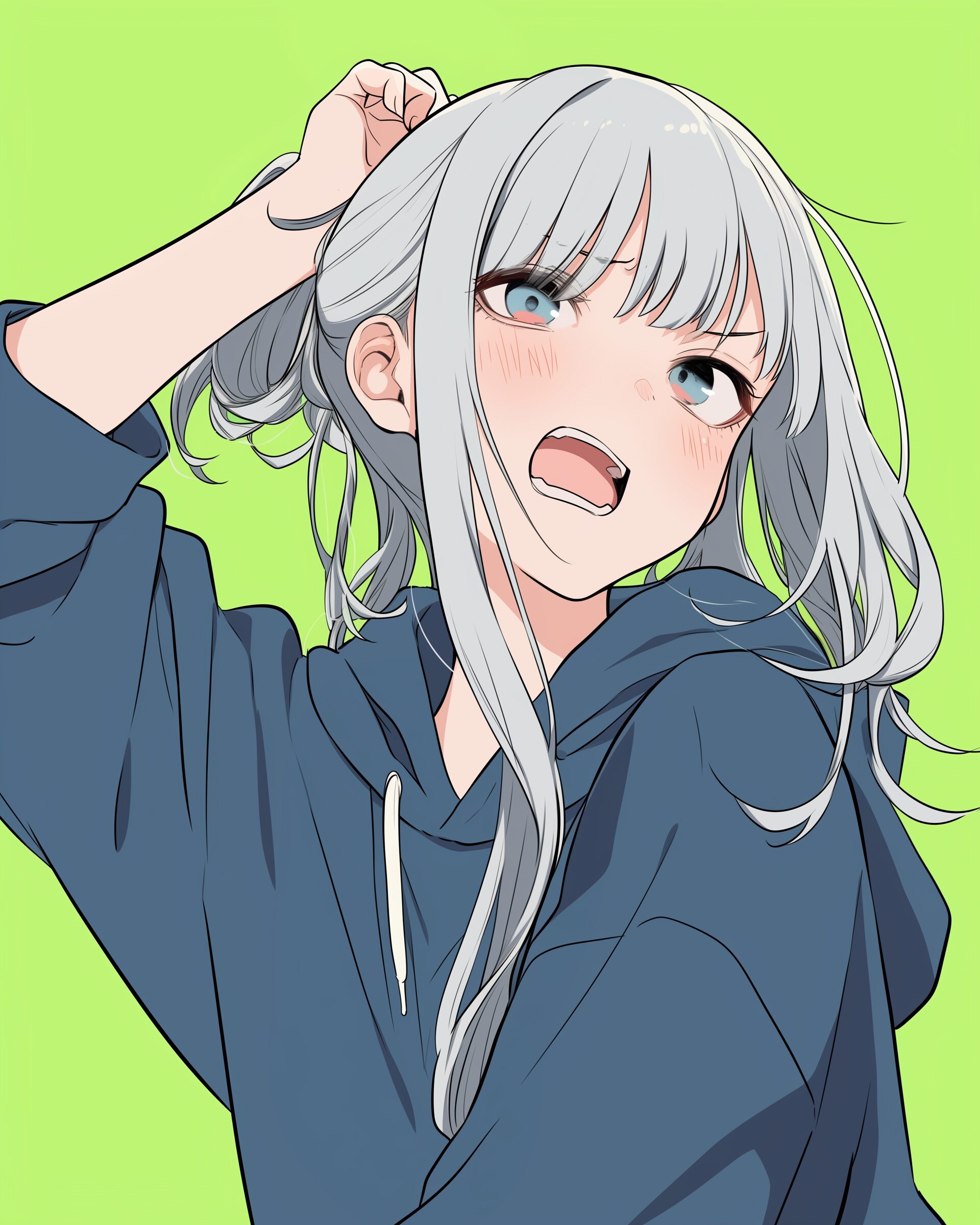 銀髪パーカー女子０