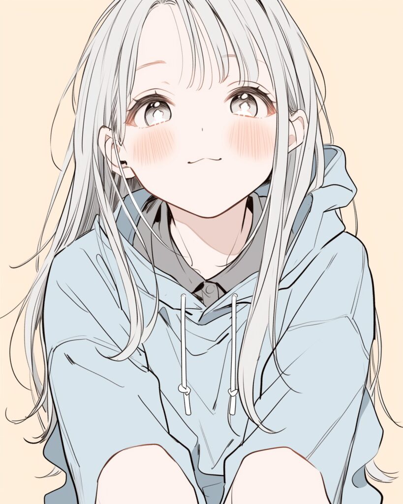 顔アップ銀髪女子０