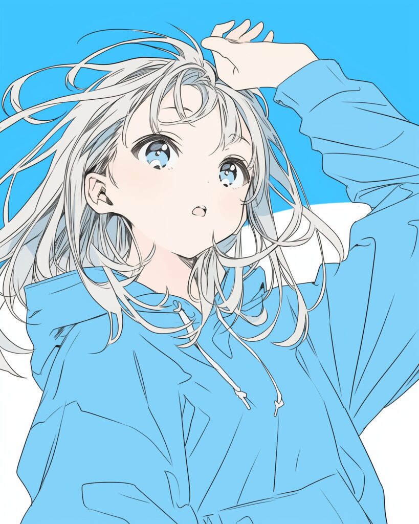 銀髪パーカー女子０