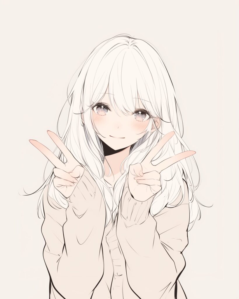 銀髪ピース女子０