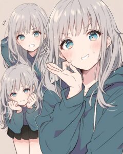 銀髪パーカー女子０