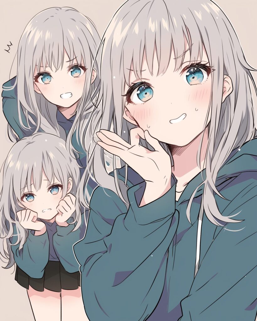 銀髪パーカー女子０