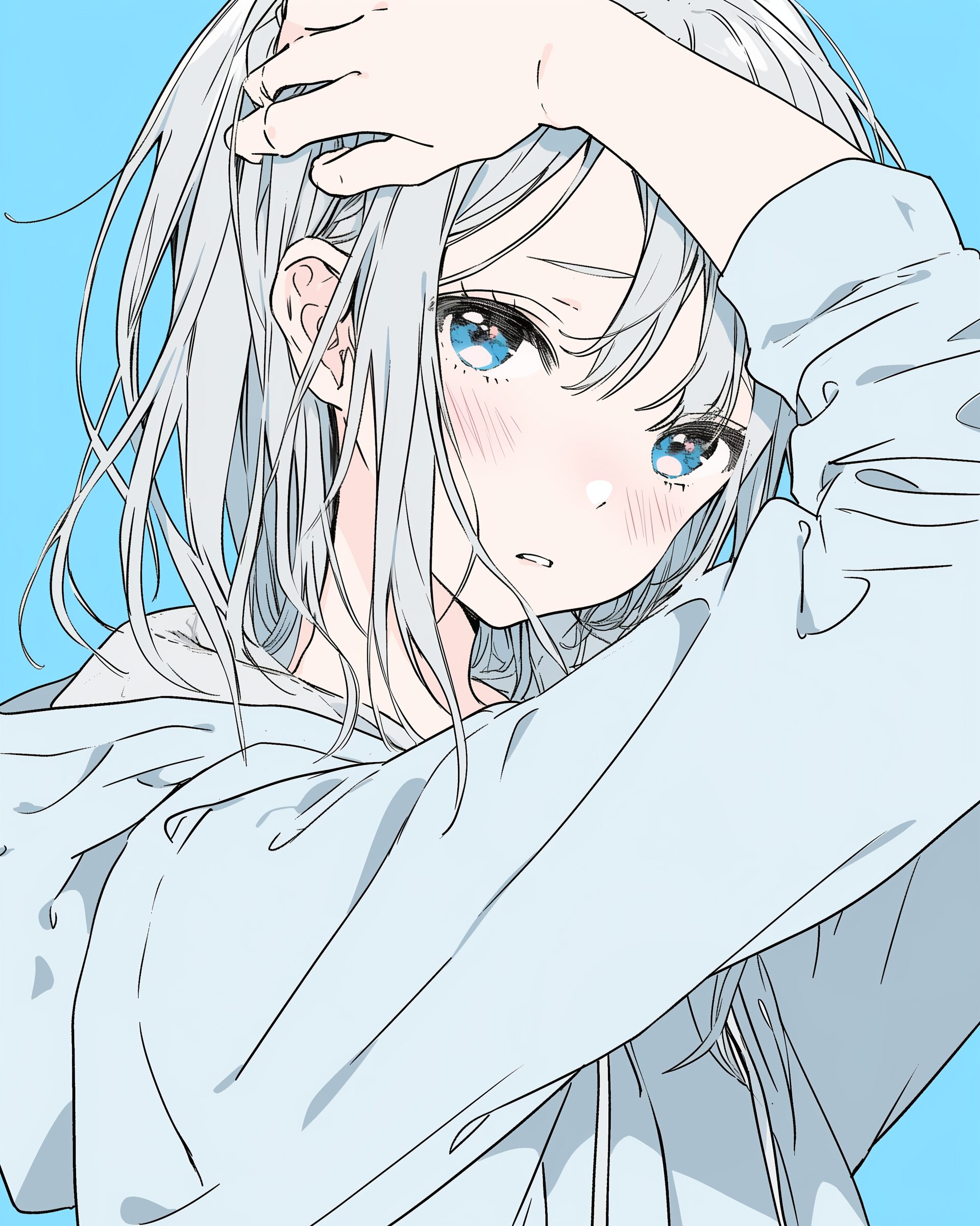 顔アップ銀髪女子0