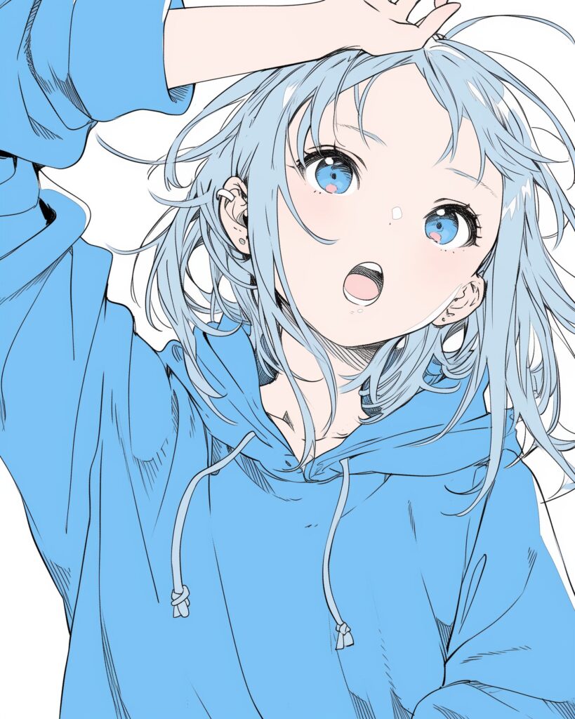 銀髪パーカー女子０