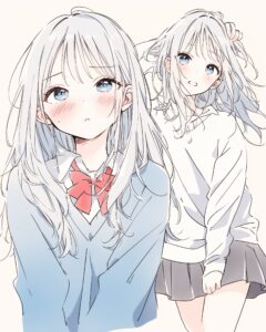 銀髪の制服女子０