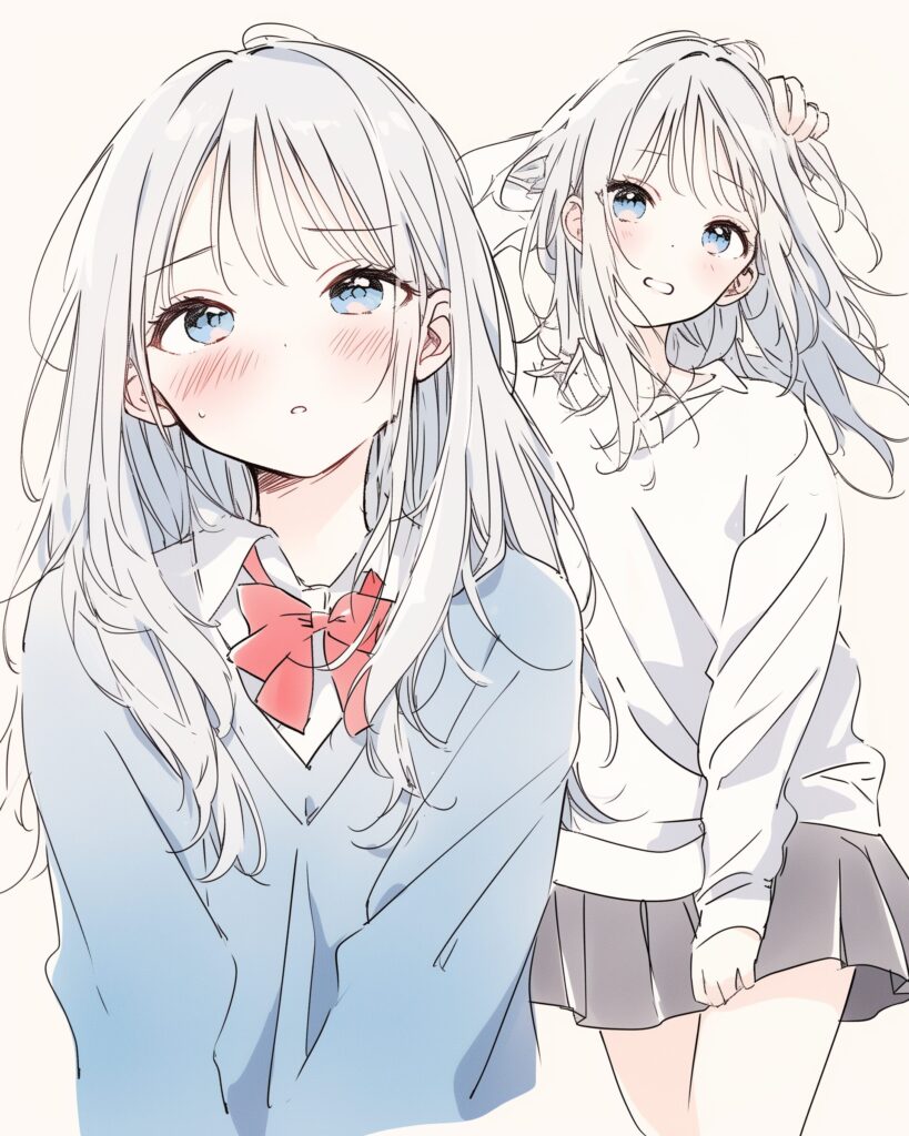 銀髪の制服女子０