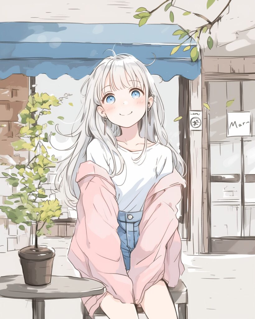 ピンクパーカー驚き女子０
