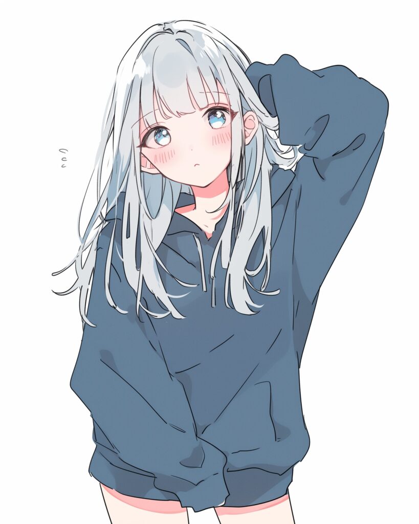 銀髪パーカー女子０