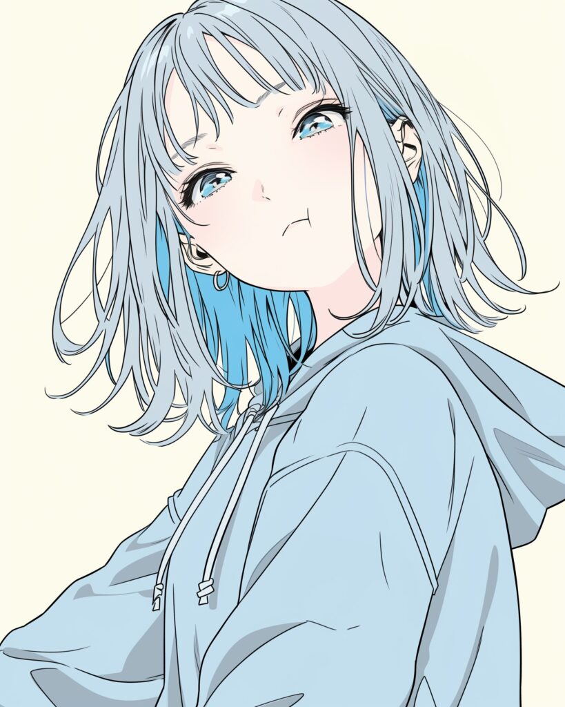 顔アップ銀髪女子０