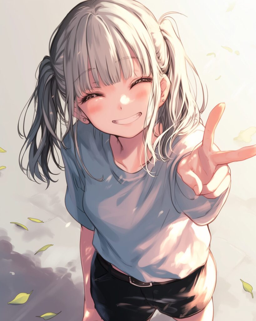 銀髪ピース女子０