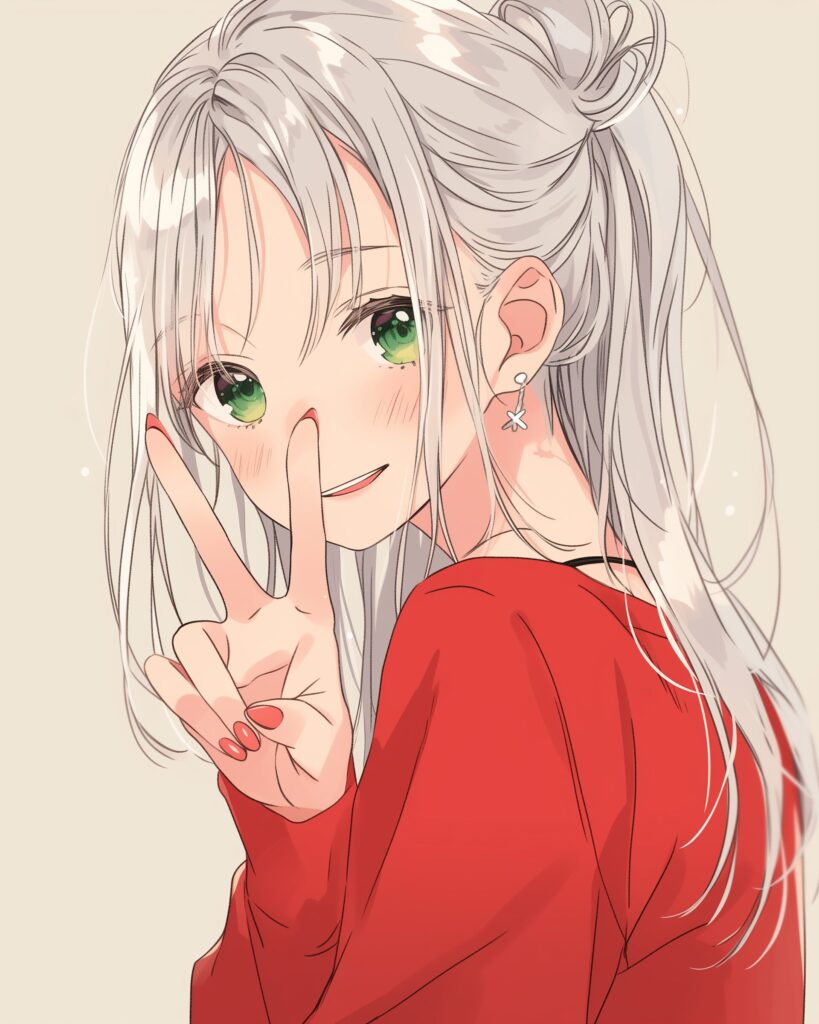銀髪ピース女子０
