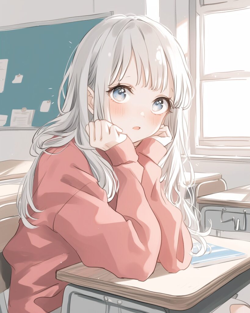 ピンクパーカー驚き女子０