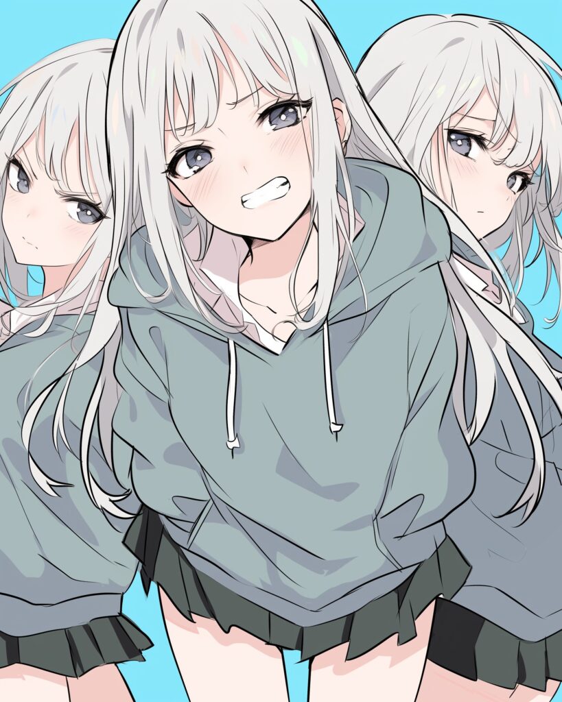 銀髪パーカー女子０
