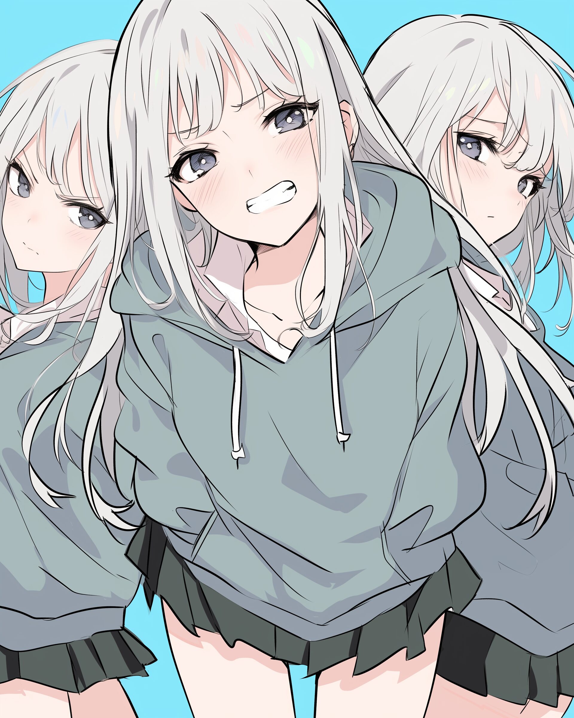 銀髪パーカー女子０