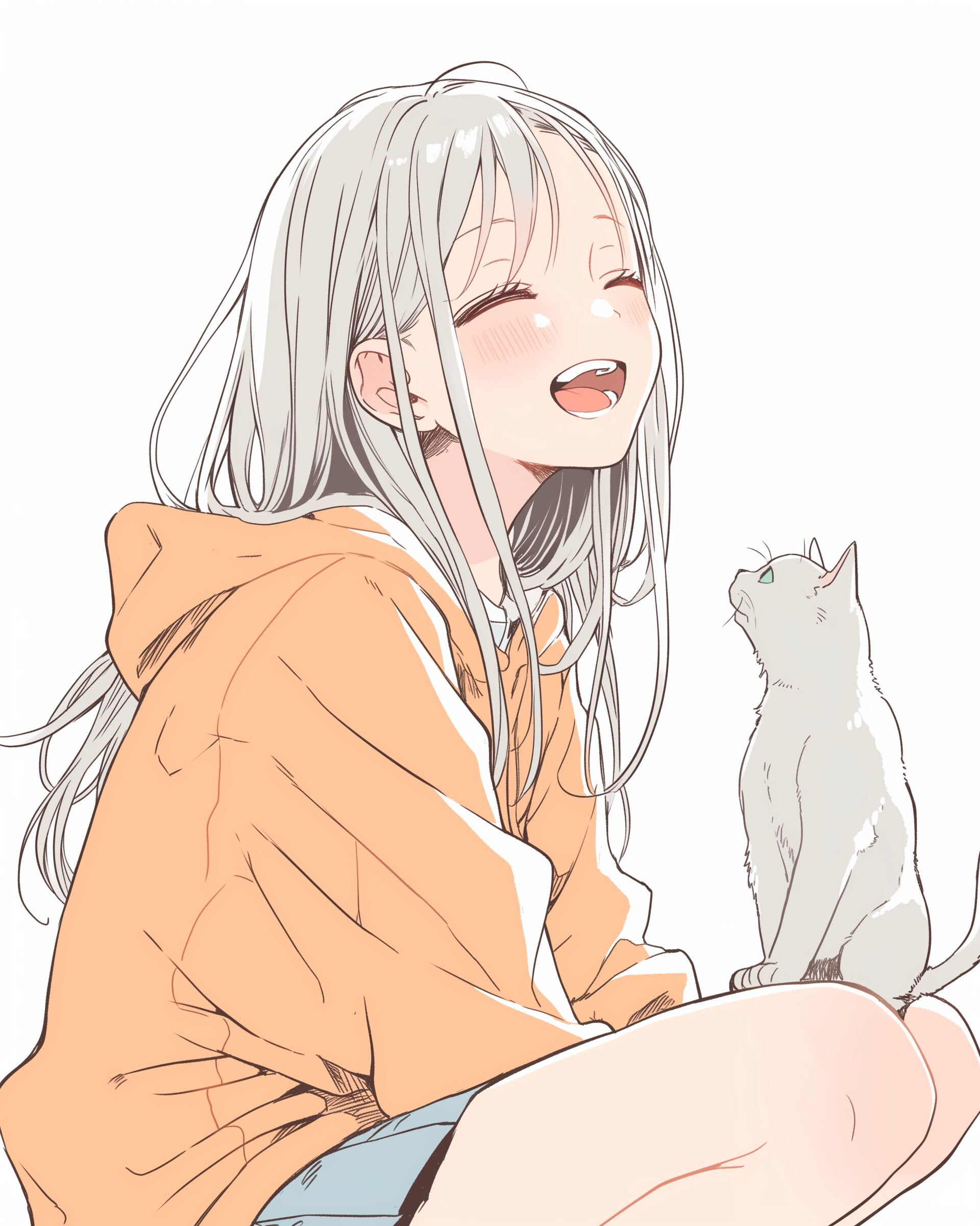 猫と遊ぶ女の子０