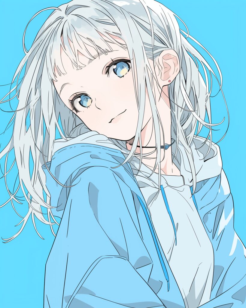顔アップ銀髪女子０