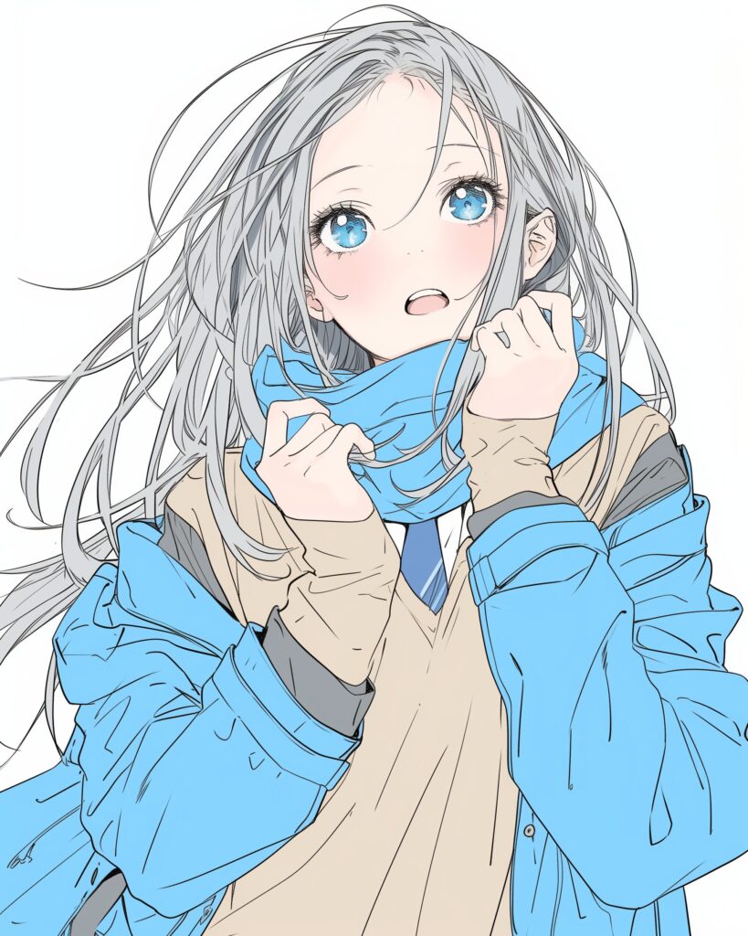 銀髪パーカー女子０