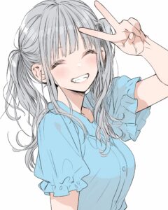 銀髪ピース女子０