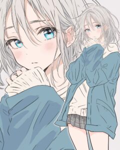 銀髪の制服女子０