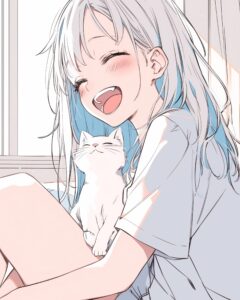 猫と遊ぶ女の子０