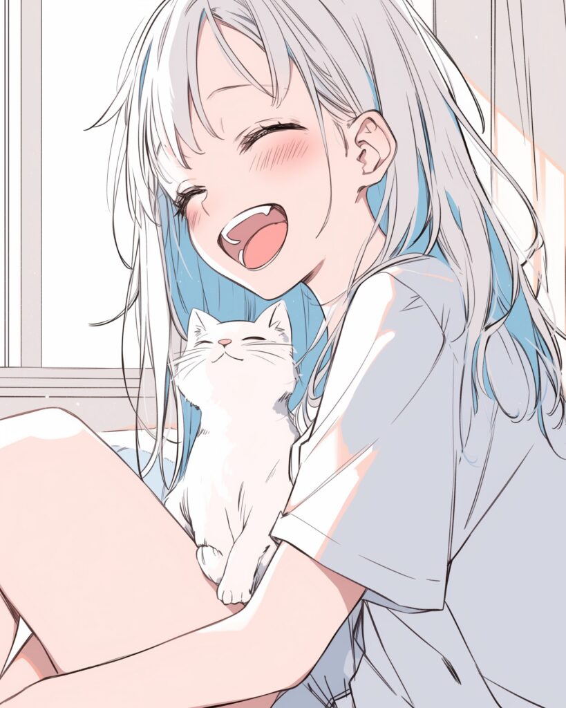 猫と遊ぶ女の子０
