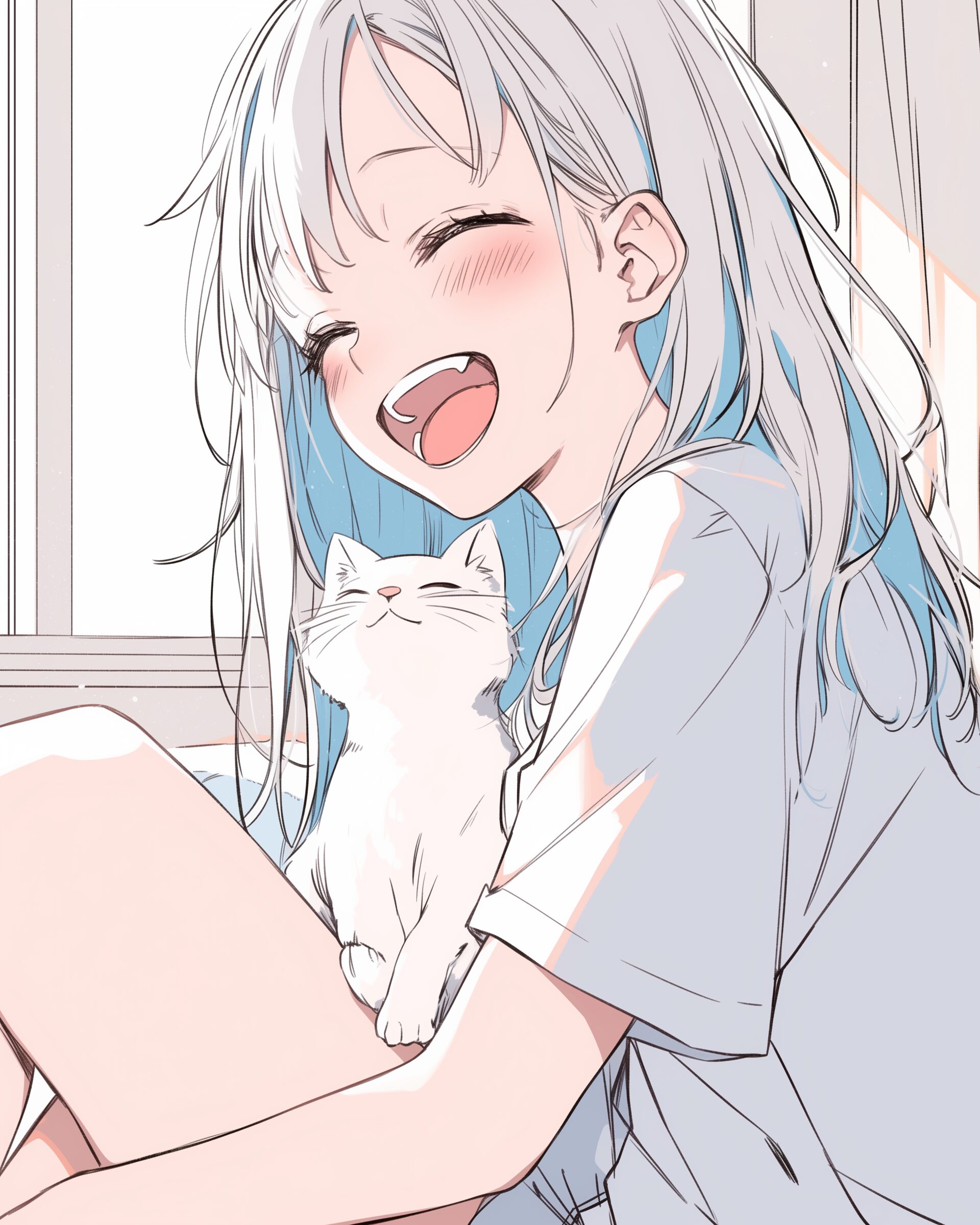 猫と遊ぶ女の子０
