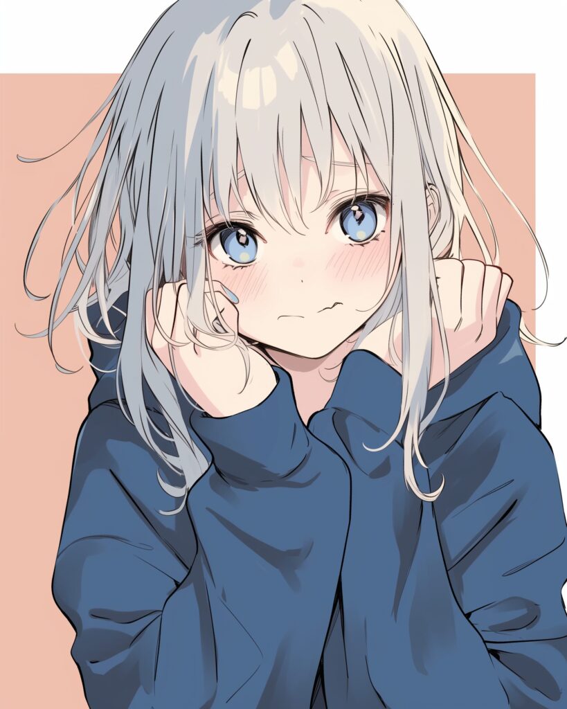 銀髪パーカー女子０