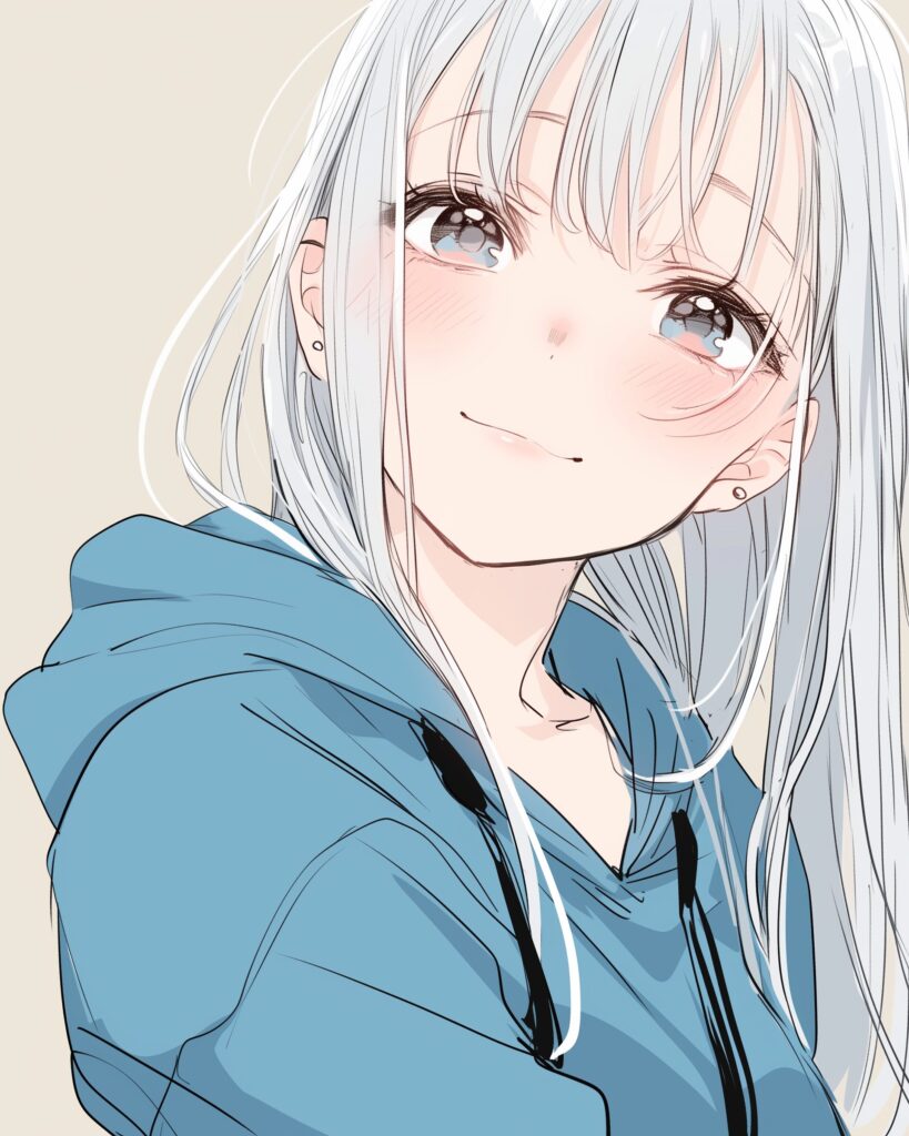 顔アップ銀髪女子０