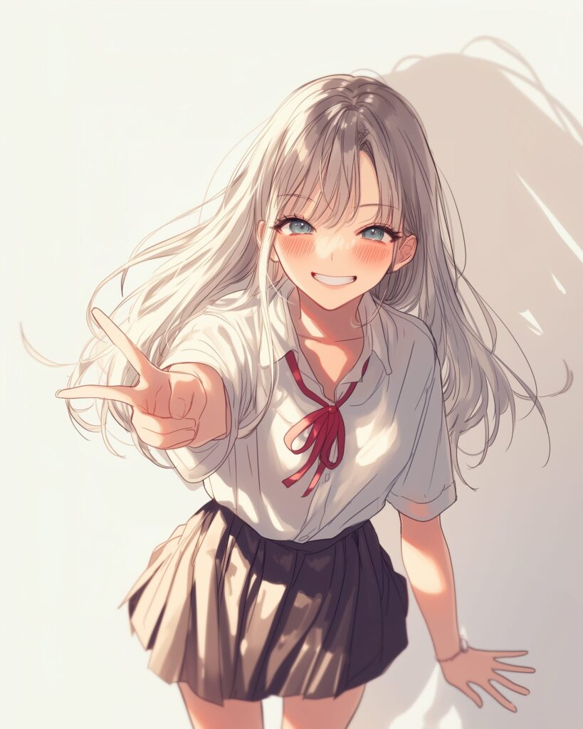 銀髪ピース女子０