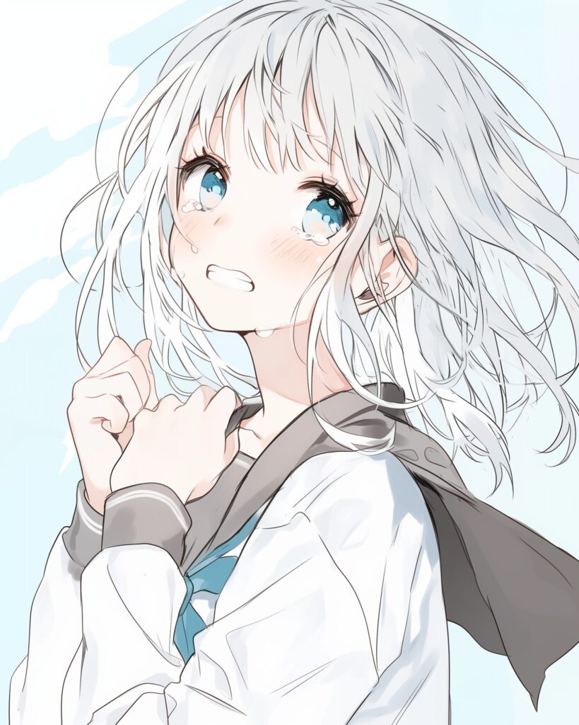 銀髪の制服女子０