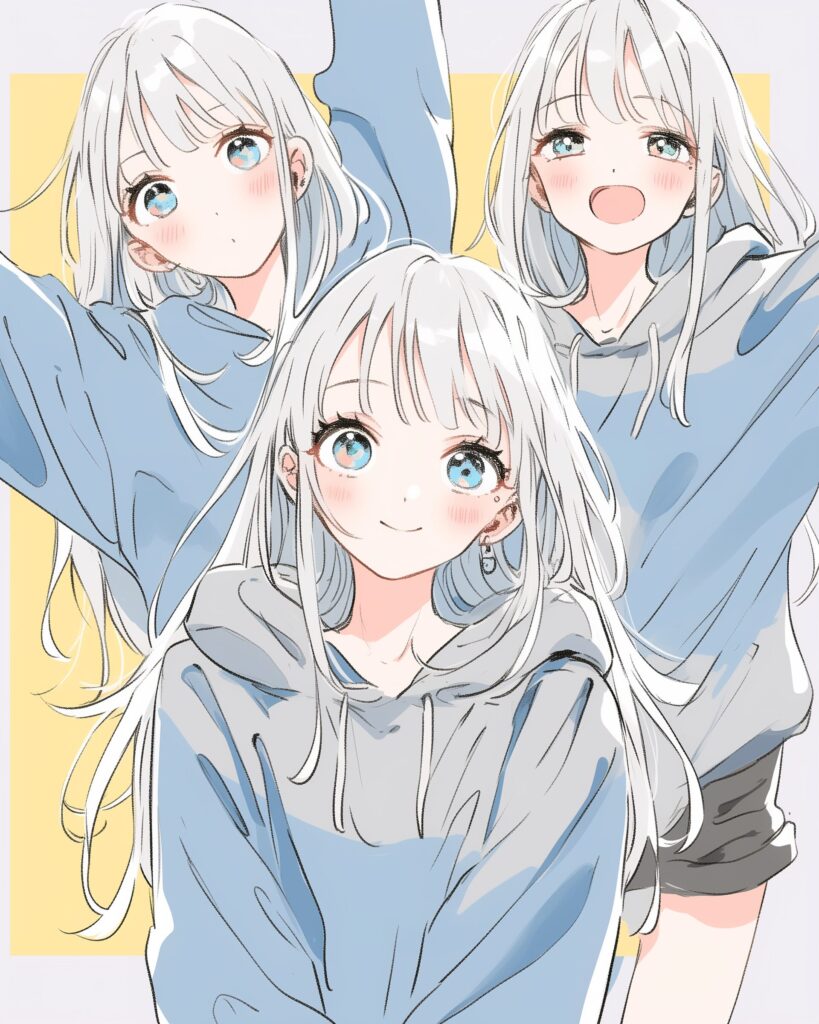 銀髪パーカー女子０