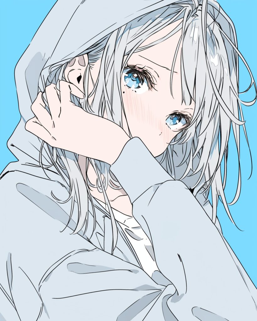 顔アップ銀髪女子０