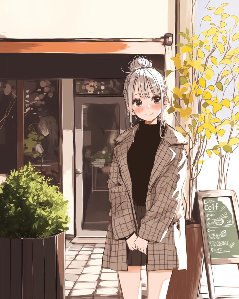 カフェで待ち合わせ女子０