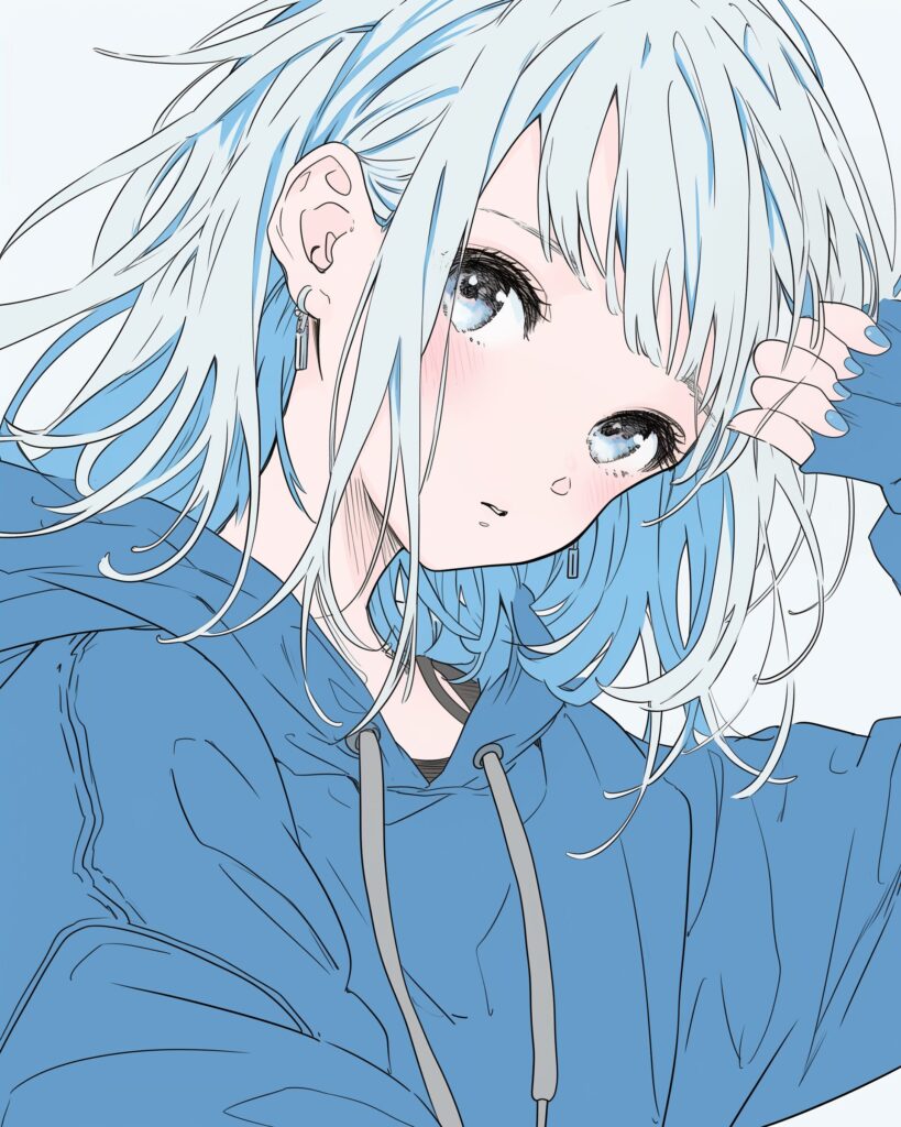 顔アップ銀髪女子０